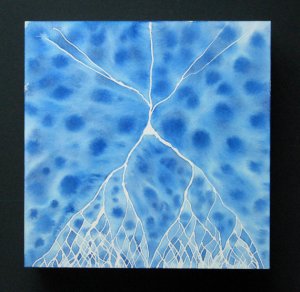 Blue Pyramidal Neuron - original watercolor painting on clayboard by Michele Banks (All Rights Reserved - Used with Permission)